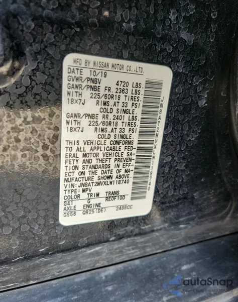 2020 Nissan Rogue S из США, поврежденный, VIN JN8AT2MVXLW118740